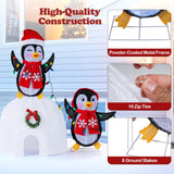Tangkula Lighted Christmas Penguins & Igloo Decorations
