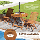 Tangkula Wood Patio Dining Table with 1.97" Umbrella Hole