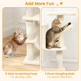 Tangkula 66 Inch Tall Cat Tree Multi-Level Cat Tower with Sisal Scratching Posts