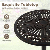 Tangkula 24" Outdoor Round Bar Table Cast Aluminum Heavy Duty Patio High Table with Stable Cross-Shaped Base