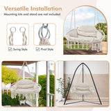 Tangkula 2-Person Hanging Hammock Chair, Boho Style Macrame Hammock Swing with Soft Cushions