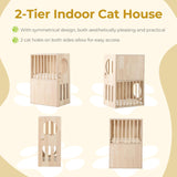 Tangkula 2-Tier Luxury Wood Cat House