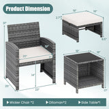 Tangkula 5 Pieces Patio Furniture Set PE Wicker Outdoor Lounge Chairs with 2 Ottomans