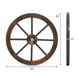 Tangkula 24 Inch Set of 2/4 Decorative Wooden Wagon Wheel Carbonized Solid Fir Wood