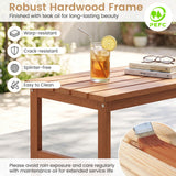 Tangkula 35.5" Solid Hardwood Rectangular Outdoor Coffee Table