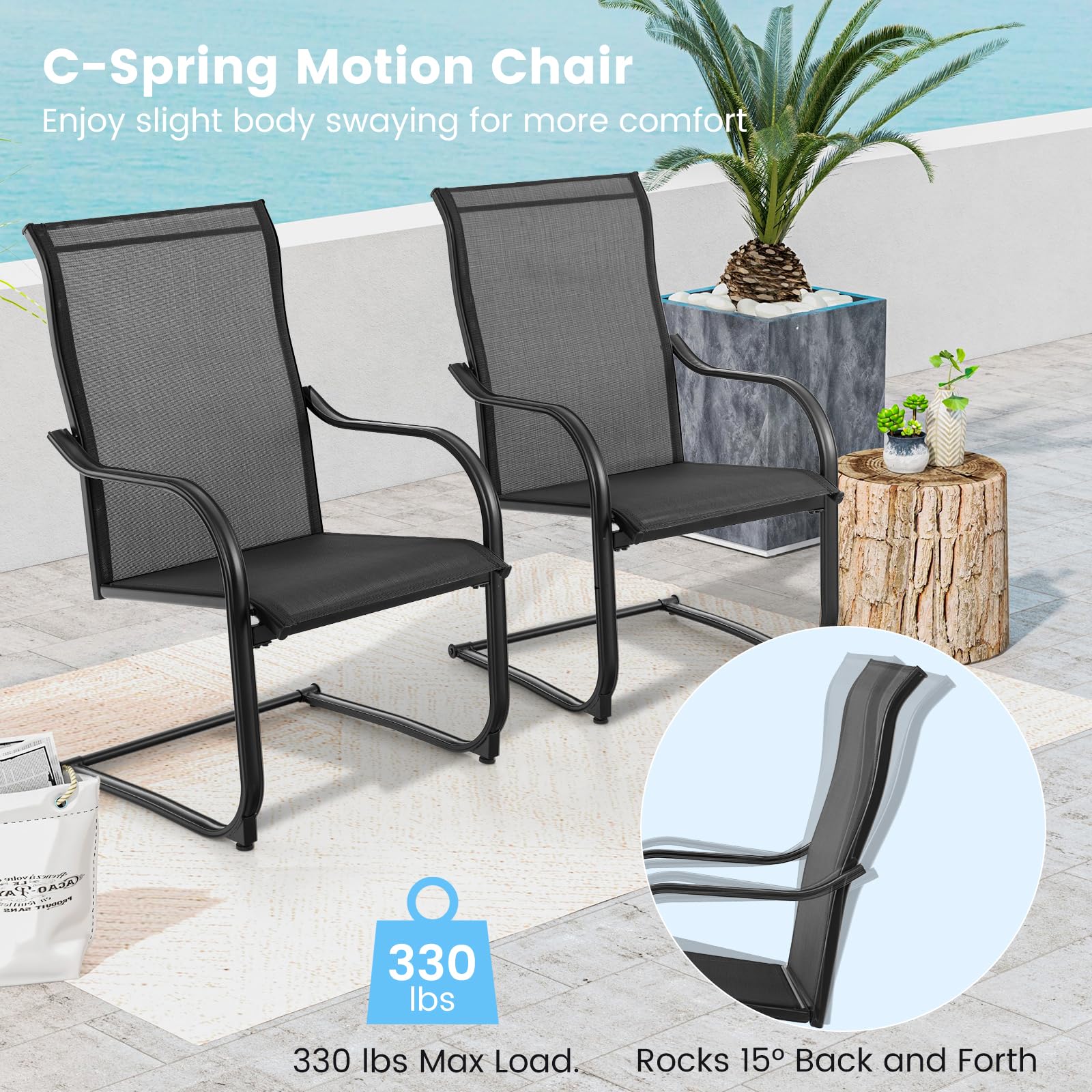 2 Pieces Outdoor Dining Chairs - Tangkula