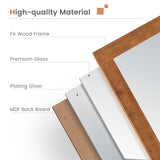 Tangkula Farmhouse Wall Mirror, 40" x 26" Rustic Bathroom Mirror with Fir Wood Frame