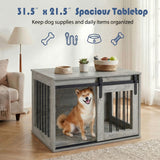 Tangkula Farmhouse Wooden Dog Crate Furniture