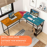 Tangkula L Shaped Computer Desk, Corner Home Office Desk with 2 Outlets & 2 USB Ports