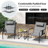 Tangkukla 3 Piece Outdoor Bistro Set, Patio Metal Chair & Coffee Table Set