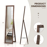 Tangkula Full Length Mirror with Stand, Solid Wood Frame Floor Mirror, Free Standing Full Body Mirror