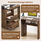 Tangkula 59" L-Shaped Executive Desk w/Power Outlets