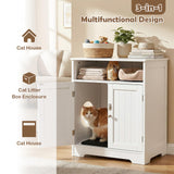 Tangkula Litter Box Enclosure 2-Door Cabinet & Open Compartment Modern Cat Litter Box Furniture