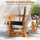 Tangkula Patio Rattan Glider Chair with Acacia Wood Frame & Wicker Seat Back
