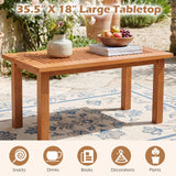 Tangkula 35.5 Inch Modern Rectangular Outdoor Coffee Table with Slatted Top