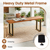 Tangkula Acacia Wood Outdoor Bench for Porch