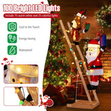 Tangkula 5.5 FT Lighted Reindeer & Santa Claus on Ladder