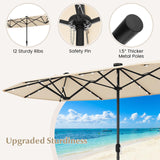 Tangkula 13FT Double-sided Patio Umbrella with Solar Lights, Large Twin Table Umbrella with Crank Handle