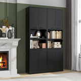Tangkula 75" Tall Bathroom Storage Cabinet, Bathroom Floor Cabinet with 4 Doors & 2 Open Shelves