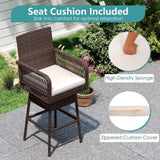 Tangkula Patio 360° Swivel Bar Stool with Cross-Woven Armrests