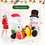 Tangkula 5 FT Christmas Inflatables, 2 Cute Blow-up Snowman with Gift Boxes