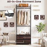 Tangkula Freestanding Small Clothes Rack | Heavy Duty Coat Rack with Drawers