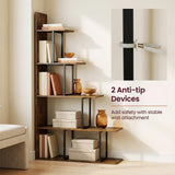 Tangkula 5 Tier Stepped Bookshelf | 62"H Wooden Industrial Room Divider Shelf (1/2)