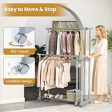Tangkula Double Rod Clothes Rack Heavy-Duty Metal Garment Rack