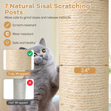 Tangkula 60 Inch Multi-Level Modern Wooden Cat Tower with 2-Story Condo