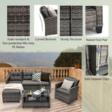 Tangkula 4 Pieces Rattan Conversation Set, Patiojoy Outdoor Furniture Set with Cushions