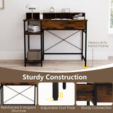 Tangkula Small Computer Desk with Power Outlets