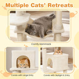 Tangkula Multi-level Cat Tree Modern Cat Tower with Upholstered Perch and 2 Cat Condo