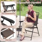 Tangkula Portable Folding Outdoor Dining Chairs with Armrests and Metal Frame