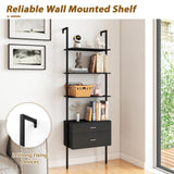Tangkula Ladder Bookshelf with 4 Open Shelves & 2 Drawers