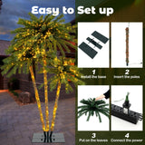 Tangkula 6FT Christmas Lighted Triple Palm Tree