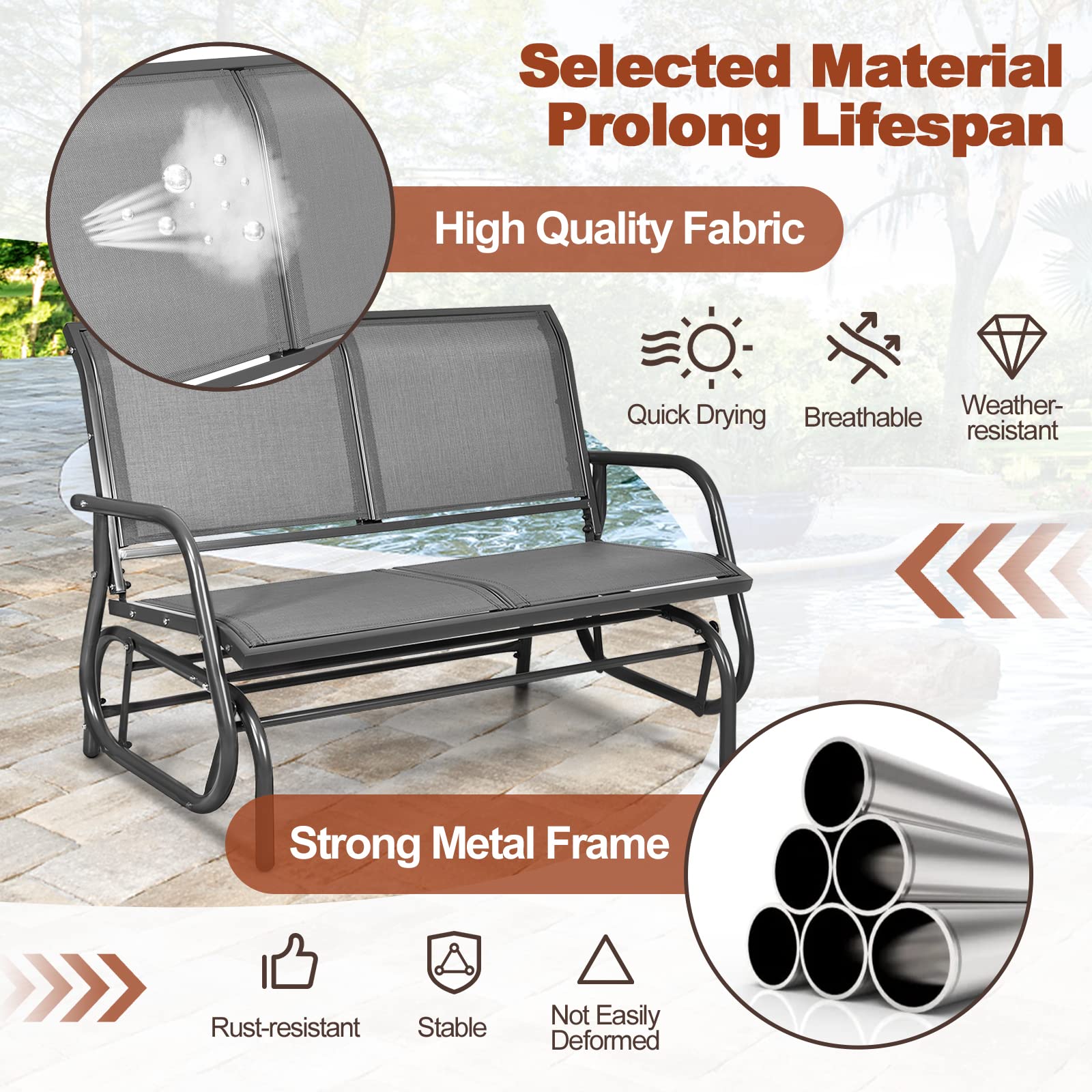 2-Person Patio Glider - Tangkula