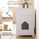 Tangkula 31.5 Inch Enclosed Cat Box Cabinet with 2 Storage Drawers Double Doors & 2 Open Shelves