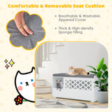 Tangkula Cat Litter Box Enclosure, Hidden Litter Box with Removable Cushion & Flip-Down Opening