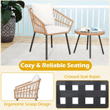Tangkula 3 Piece Patio Bistro Set with Round Glass Table & Soft Cushions