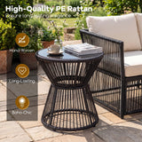 Tangkula PE Rattan Hourglass-Shaped Outdoor Side Table with LED Warm Light (1/2)