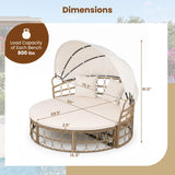 Tangkula Outdoor Patio Daybed with Retractable Canopy & Cushions