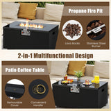 Tangkula 2-Piece Outdoor Rattan Fire Table Set
