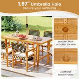 Tangkula 63" Acacia Wood Dining Table for 6 People