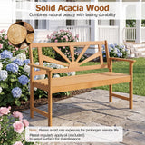 Tangkula Acacia Wood Outdoor Bench for Front Porch