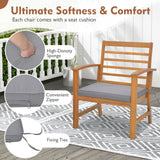 Tangkula 3 Pieces Outdoor Furniture Set, Acacia Wood Conversation Set with Soft Seat Cushions