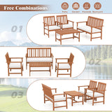 Tangkula 4/8-Piece Acacia Wood Patio Conversation Set