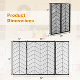 Tangkula 52 x 31 Inch Fireplace Screen, 3-Panel Folding Spark Guard w/Chevron Herringbone Pattern