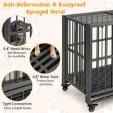 Tangkula Foldable Dog Crate, 3-Door Heavy Duty Dog Kennel with Removable Crate Tray