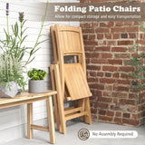 Tangkula 2/4 Pieces Folding Patio Chairs(Slat Back)