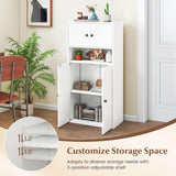 Tangkula 44” Tall Bookshelf with Doors 5-Tier Floor Standing with 2 Cabinets & Compartment
